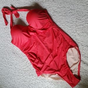 NWOT Red Merona Retro One Piece Swimsuit L